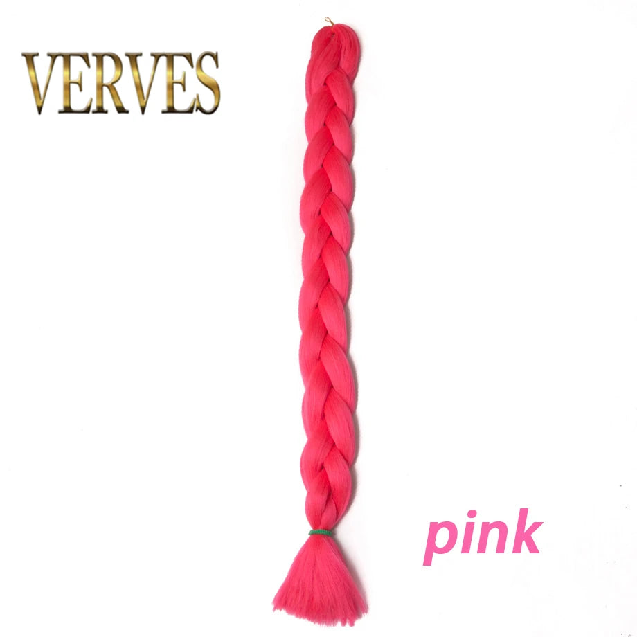 VERVES Treccia Capelli 100 cm Treccia Sintetica in Fibra Termica 165 g/Pezzo Extension per Capelli Treccia Jumbo Color Puro da Donna Rosa