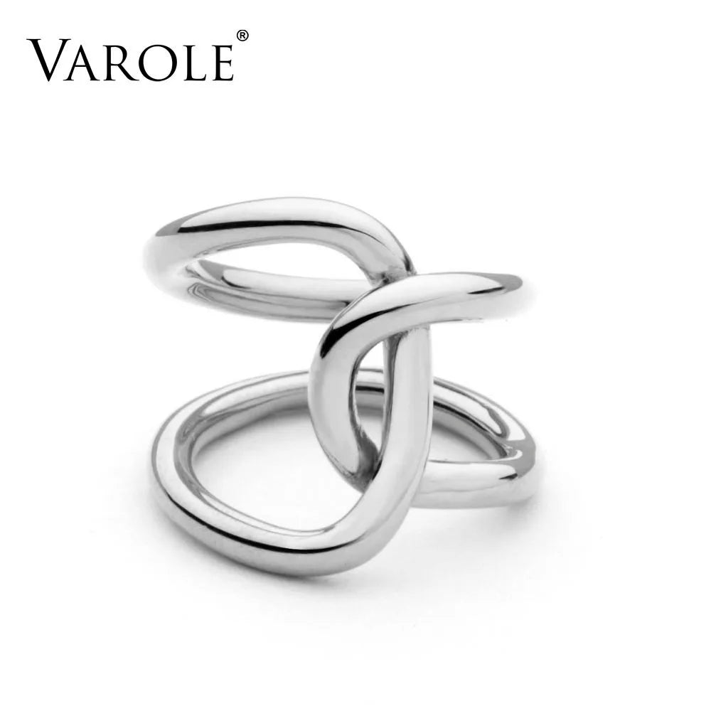 VAROLE Double Line Cross winding Rings For Women infinity Rings Gifts Unique Design Fashion Jewelry Anel Feminino