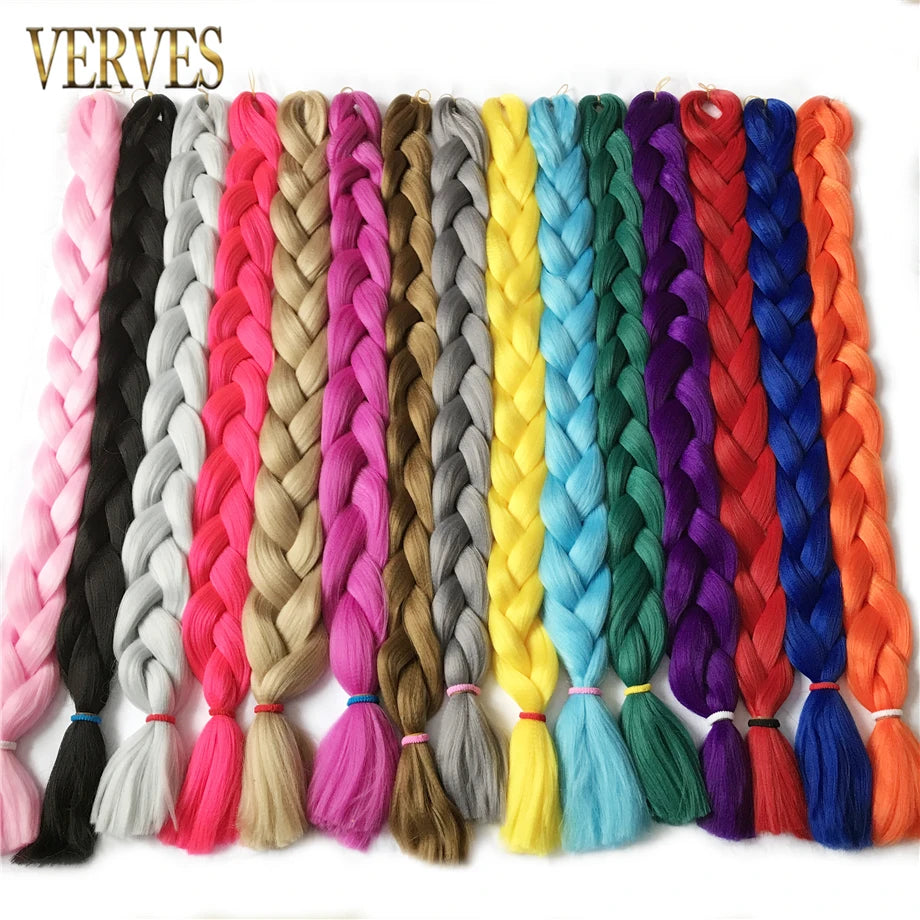 VERVES Treccia Capelli 100 cm Treccia Sintetica in Fibra Termica 165 g/Pezzo Extension per Capelli Treccia Jumbo Color Puro da Donna Rosa
