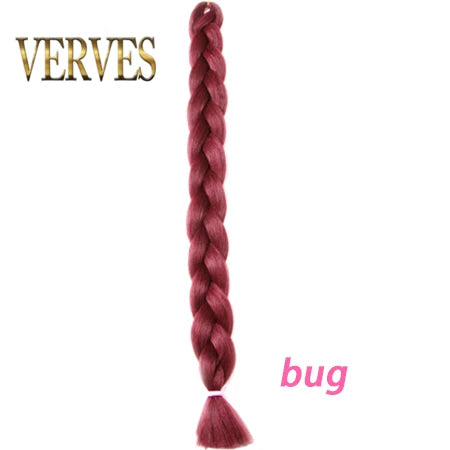 VERVES Treccia Capelli 100 cm Treccia Sintetica in Fibra Termica 165 g/Pezzo Extension per Capelli Treccia Jumbo Color Puro da Donna Rosa