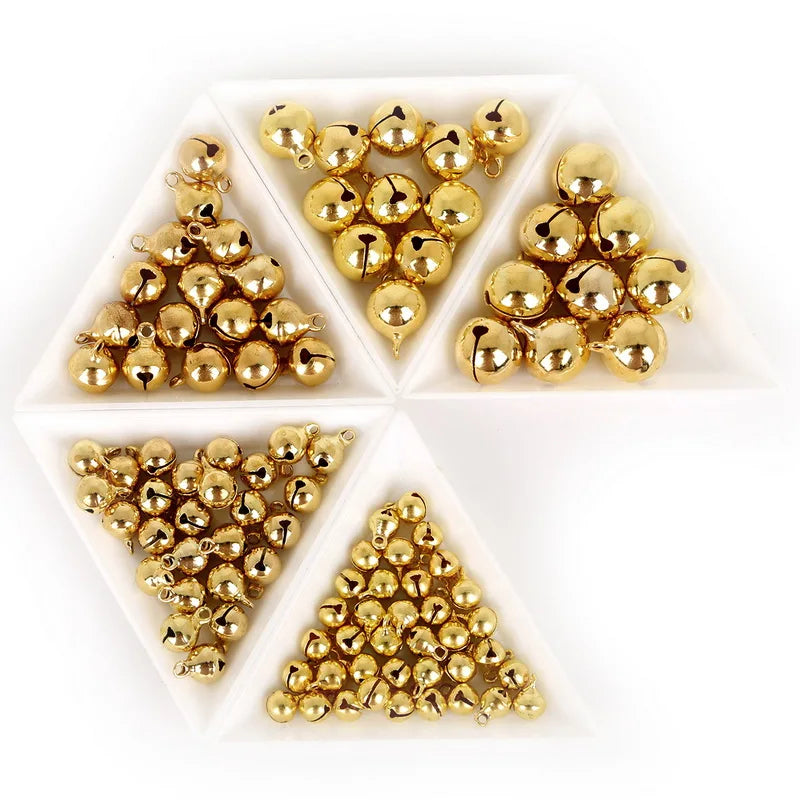 20-100Pcs 6mm/8mm/10mm/12mm/14mm Gold Copper Loose Beads Small Jingle Bells Merry Xmas Christmas Tree Decoration Ornament Home