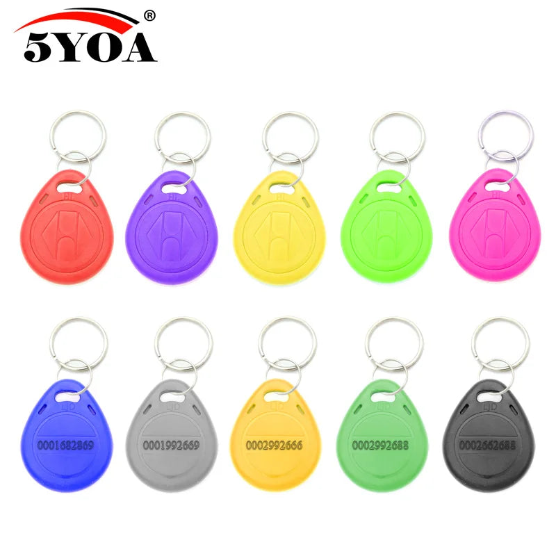 100pcs/lot RFID Keychain Card Tag Key 125khz ID Keyfob TK4100 EM4100 Access Control Time Attendance Fob Token Ring