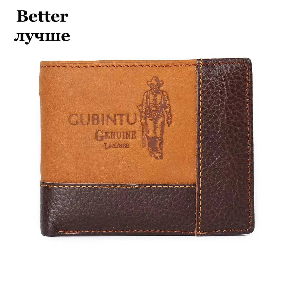 GUBINTU Men Wallets Genuine Cow Leather Short Design Card Holder Passcard Pocket Men Purse High Quality Brand Male wallet