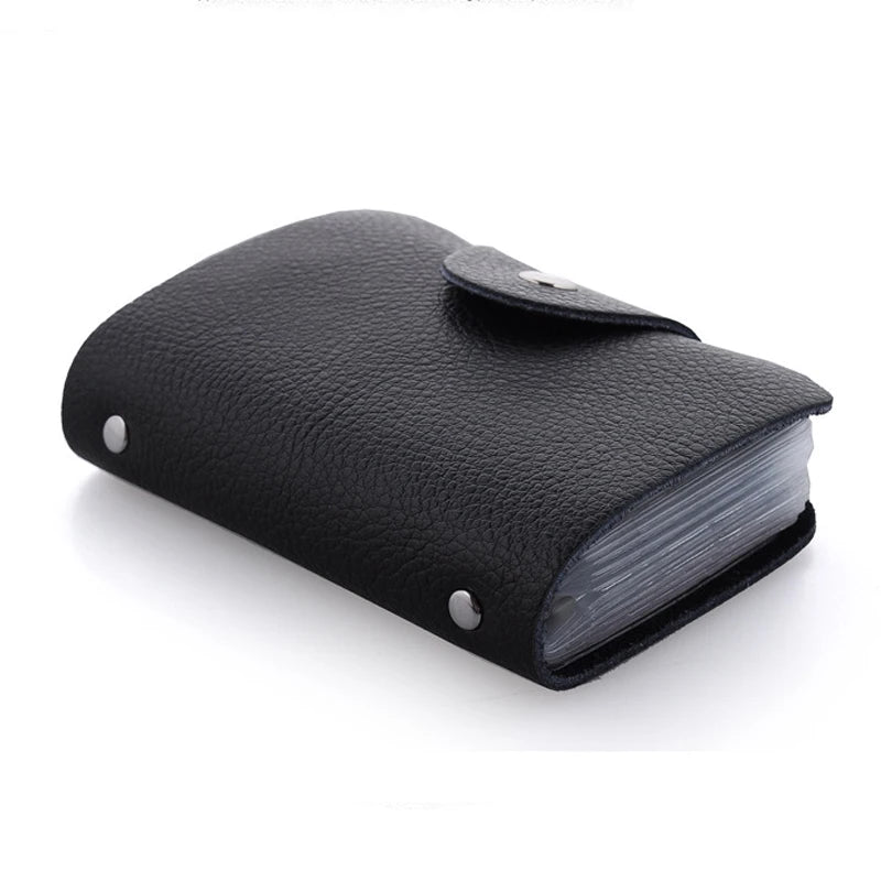 New Arrival Genuine Leather Business Card Case Women's ID Bag Female Credit Card Holder 26 Bank Cards Slots For Men