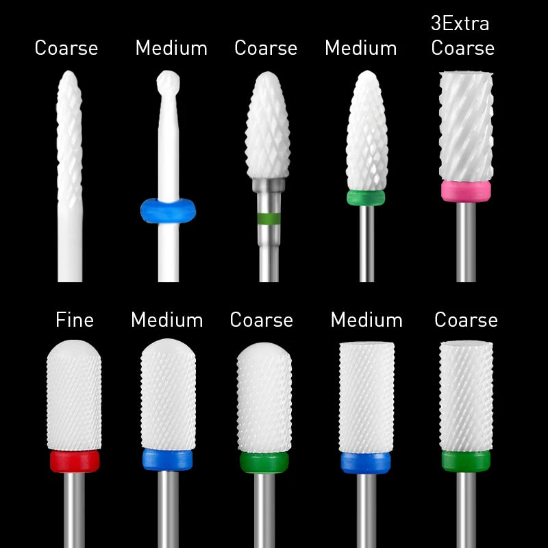 KADS Ceramic Carbide Nail Drill Bit 3/32" Electric Ceramic Cutter Nail File Manicure Pedicure Machine Tool Milling Cutters