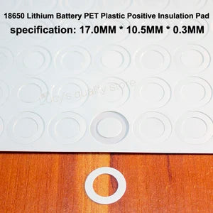 100pcs/lot 18650 Lithium Battery Positive Hollow Flat Insulation Pad Original Gasket Battery Accessories17*10.5*0.3MM