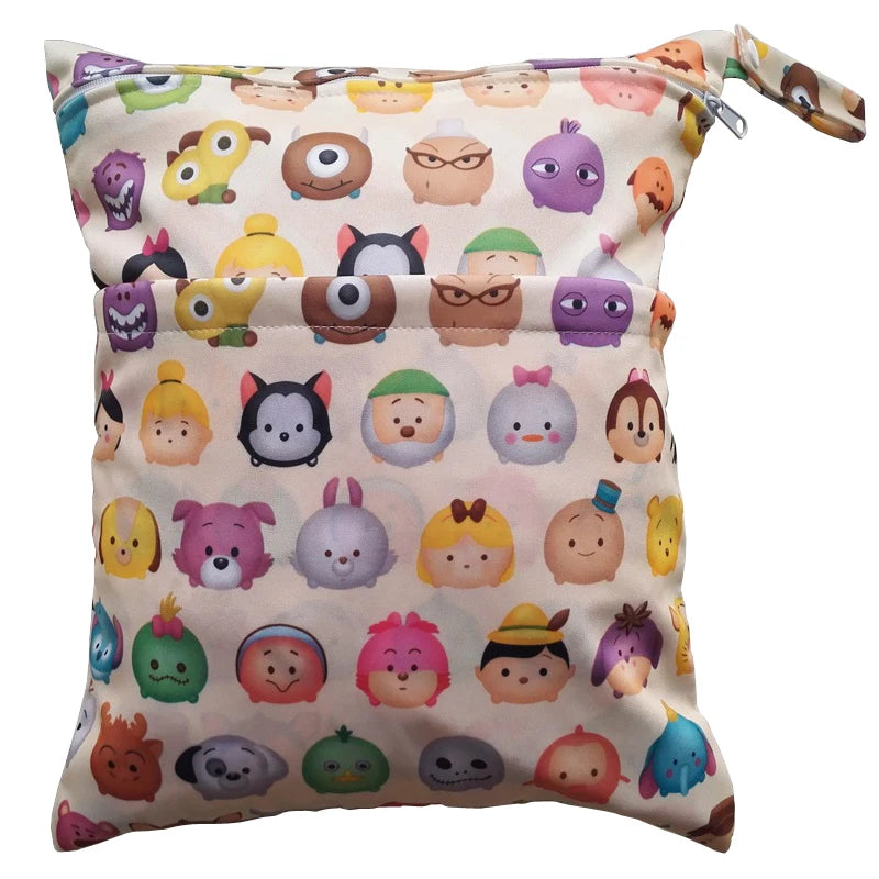 [Sigzagor]1 Wet Dry Bag Diaper Bag Nappy Bag Insert Two Zippered Baby Waterproof Reusable Skull Jack Skeleton 100 Designs