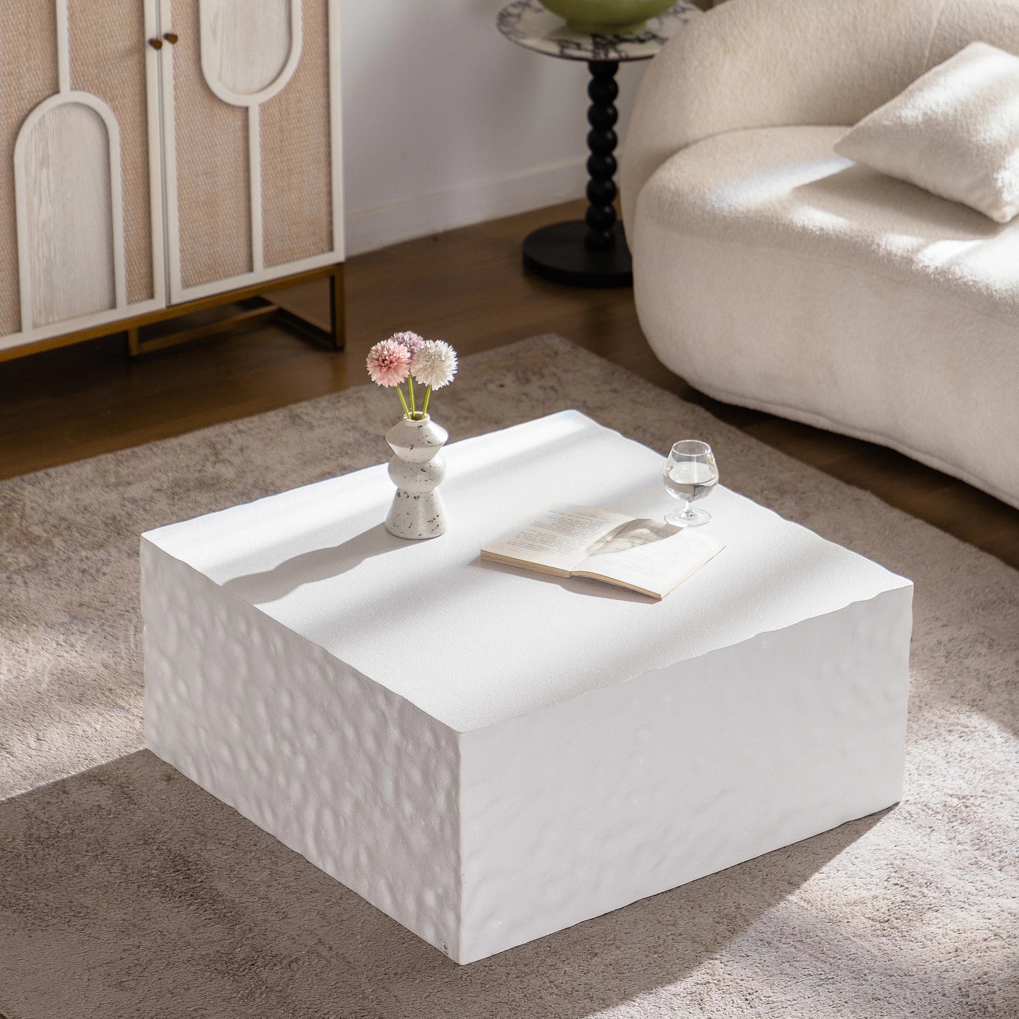 New Modern Farmhouse Rustic Living Room Coffee Table Italian Designer High-end Feel Square Side Table Easy to Clean Wood