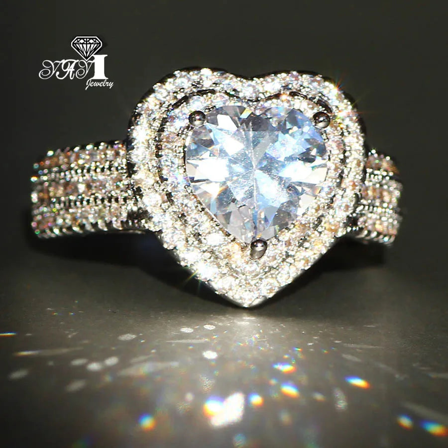 YaYI Fashion Women Jewelry Pink Gemstone Zircon CZ Silver Color Engagement Wedding Woman Rings Gift Drop Ship Rings