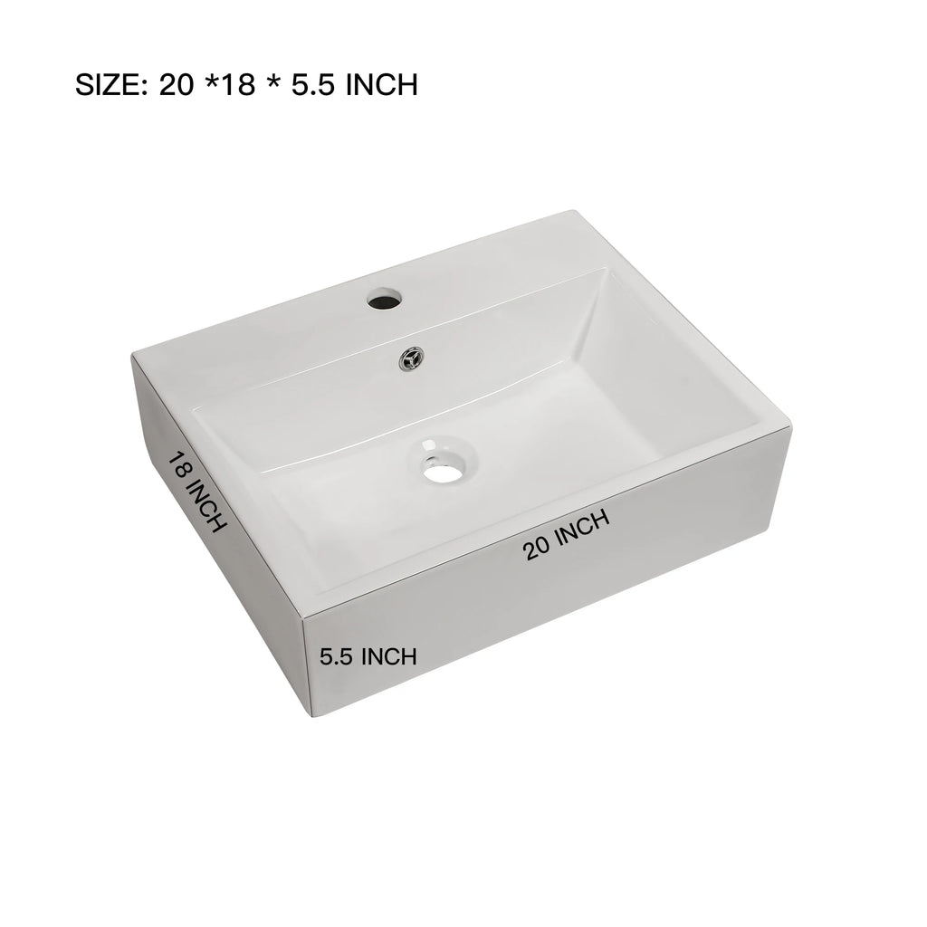 Free Shipping White Ceramic Wash Basin 20 Inch Wall Hung Basin Modern Bathroom Sinks Wall Mounted Hand Washing Basin