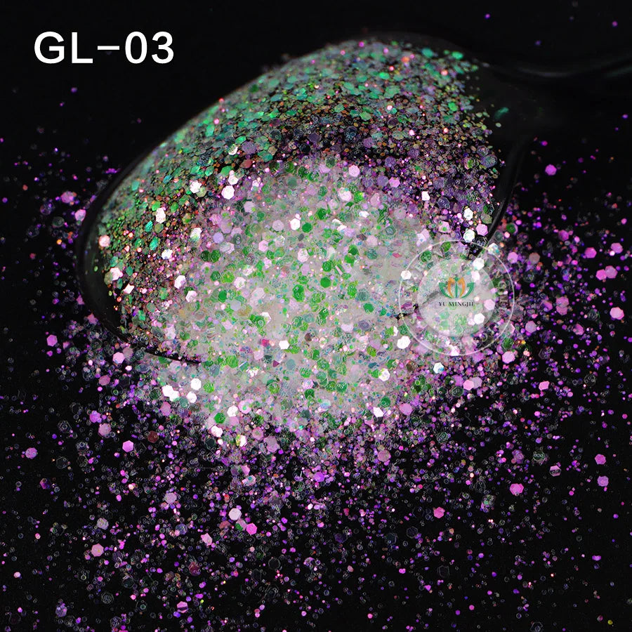 Bulk Iridescent White Pink Chunky White Opal Glitter Hexagon Shape 1kg Minimum Order for Tumbler Making Nails Resin Crafts