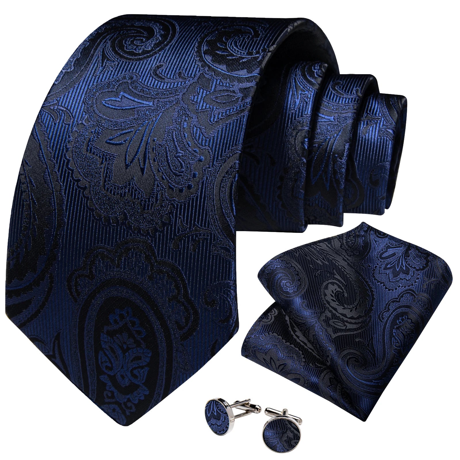 Free Shipping Men's Tie Ties Mens Necktie Pocket Square Cufflinks Set Hankie Cufflinks US