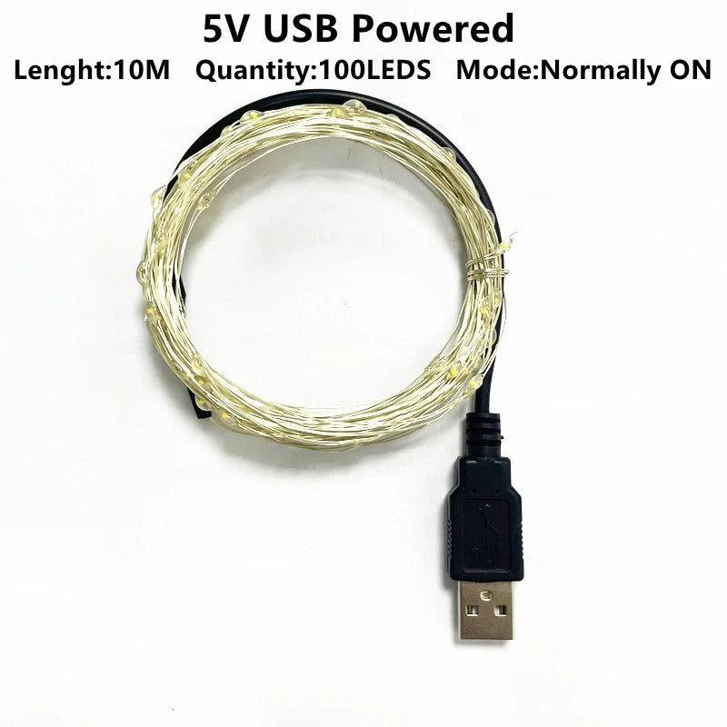 1-10M LED String Lights Copper Wire Fairy Lights Night Light For Christmas Garland Room Bedroom Indoor Wedding Decoration Lamp