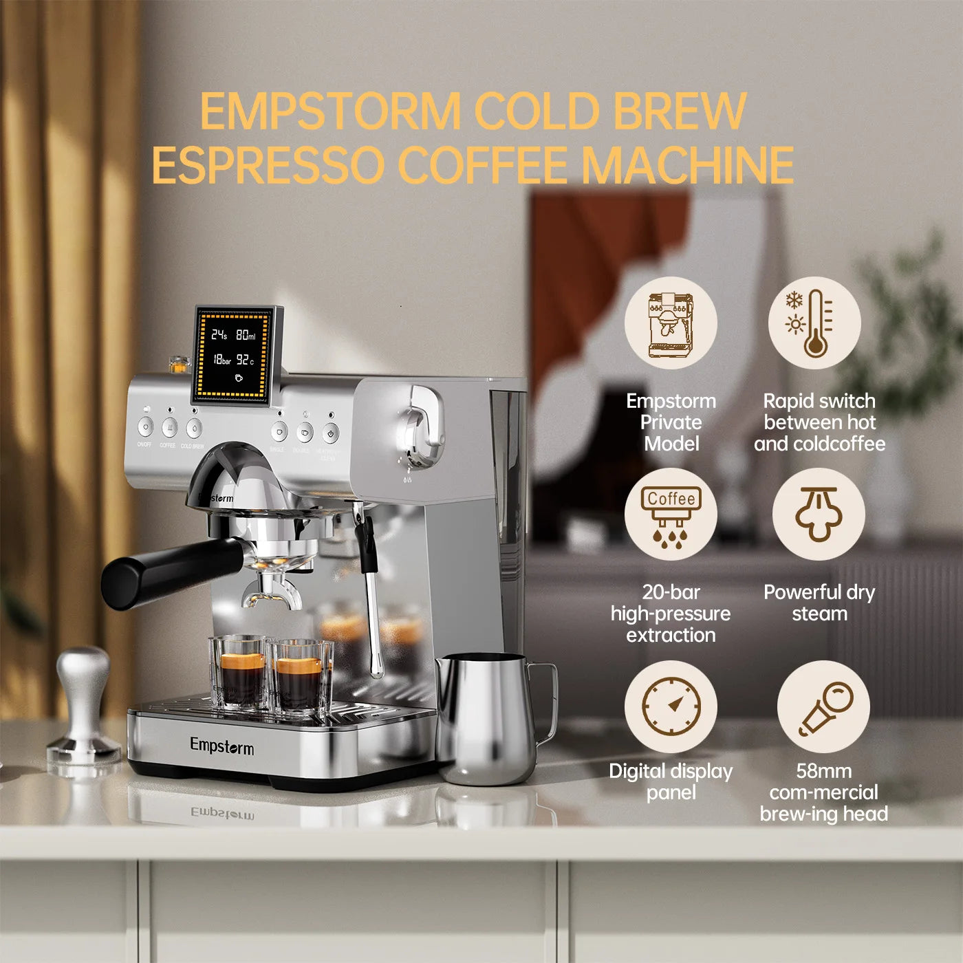 For Professional Semi Automatic Electric Commercial Coffee Maker Barista Cold Brew Espresso Machine Household Use Stock US