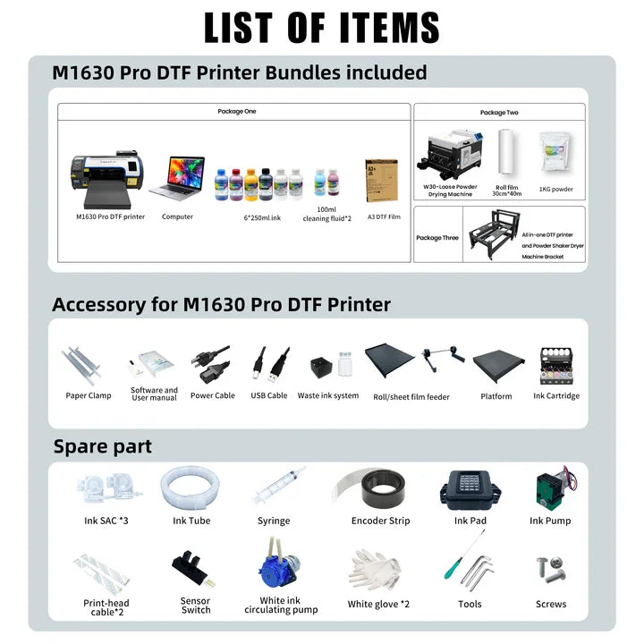 HOT SALE Christmas A3 USA  Warehouse Lancelot M1630 DTF Printer + DTF Powder Shaker +All In-one Bracket  Free Shipping