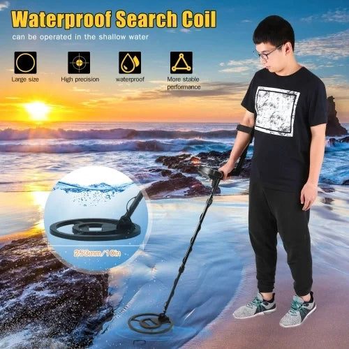 3.4-Inch LCD Industrial Metal Detector 10-Inch Waterproof Search Coil for Gold Finder Treasure Hunting Waterproof Metal Detector