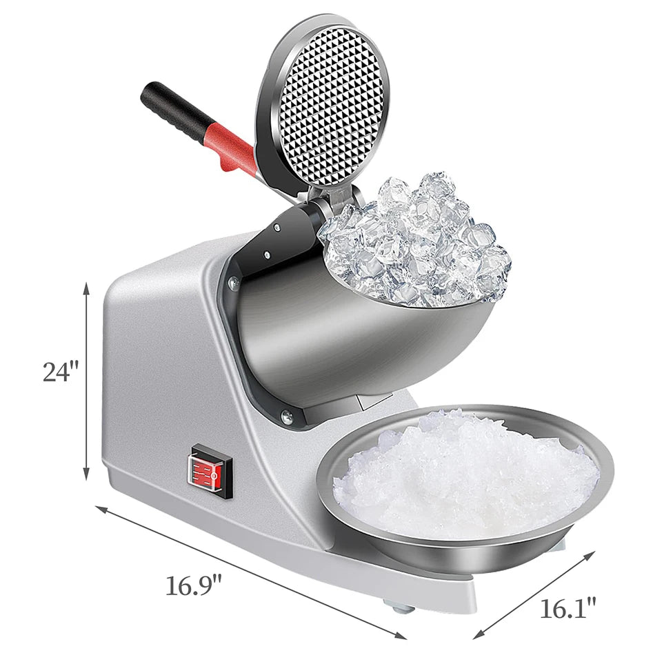 HD109 Ice Shaver Prevent Splash Electric Two Blades Snow Cone Maker Shaved Ice Machine Commercial Ice Crushers