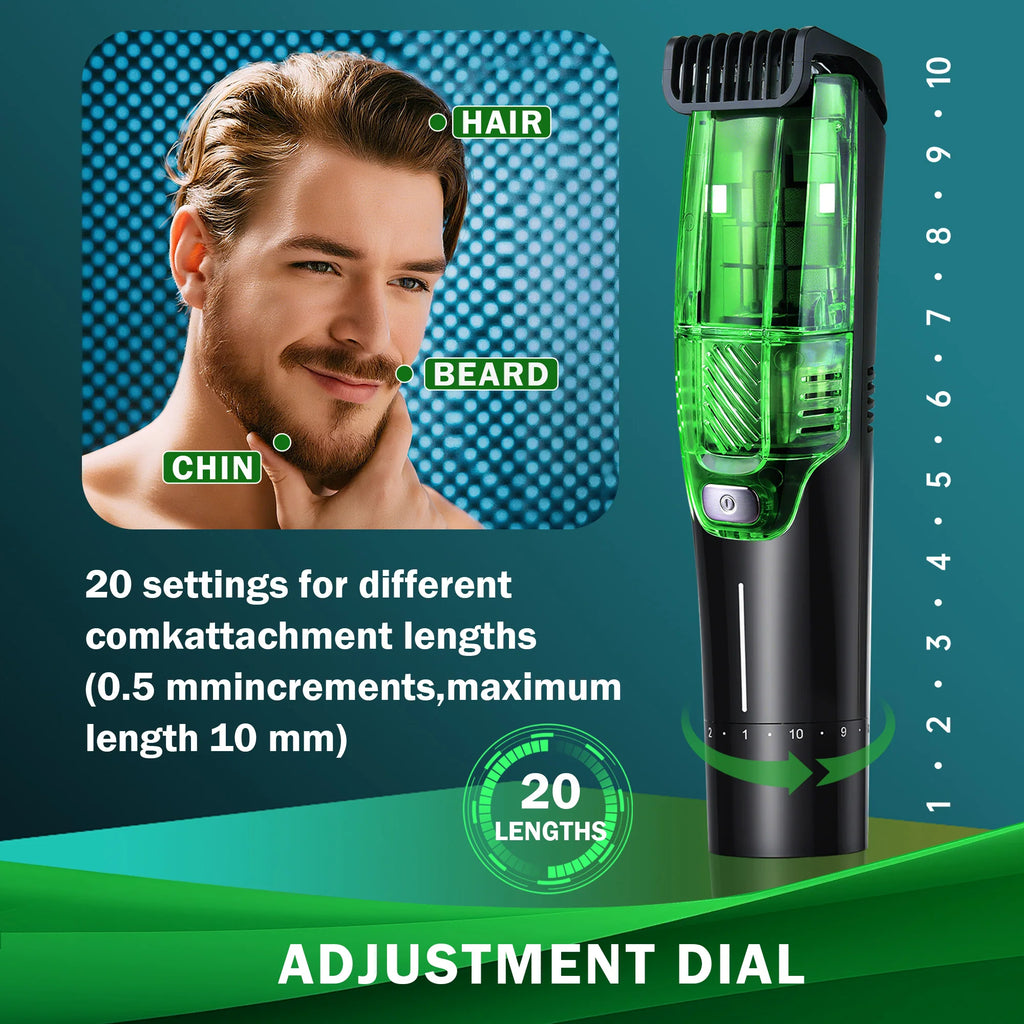 FREE Shipping Premium Facial Hair Groomer Adjustable 20 Length Setting Ipx6 All-in-One Vacuum Beard Trimmer Vaccum Hair Trimmer