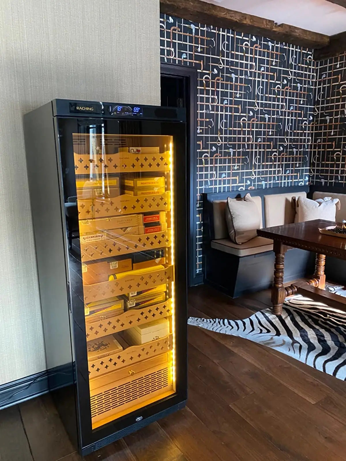 Ready to Ship Raching MON2800A Electric Cigar Humidor With Ammonia Removal Function Cigar Cabinet Accessories