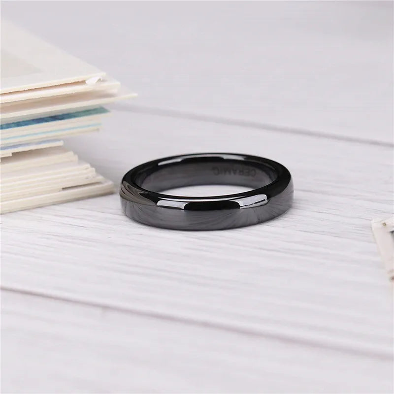 Tigrade 2/4/6mm White Ceramic Ring Black Wedding Engagement Band Men Women Rings Anti-Allergy Minimalist Female Anillos Gentle