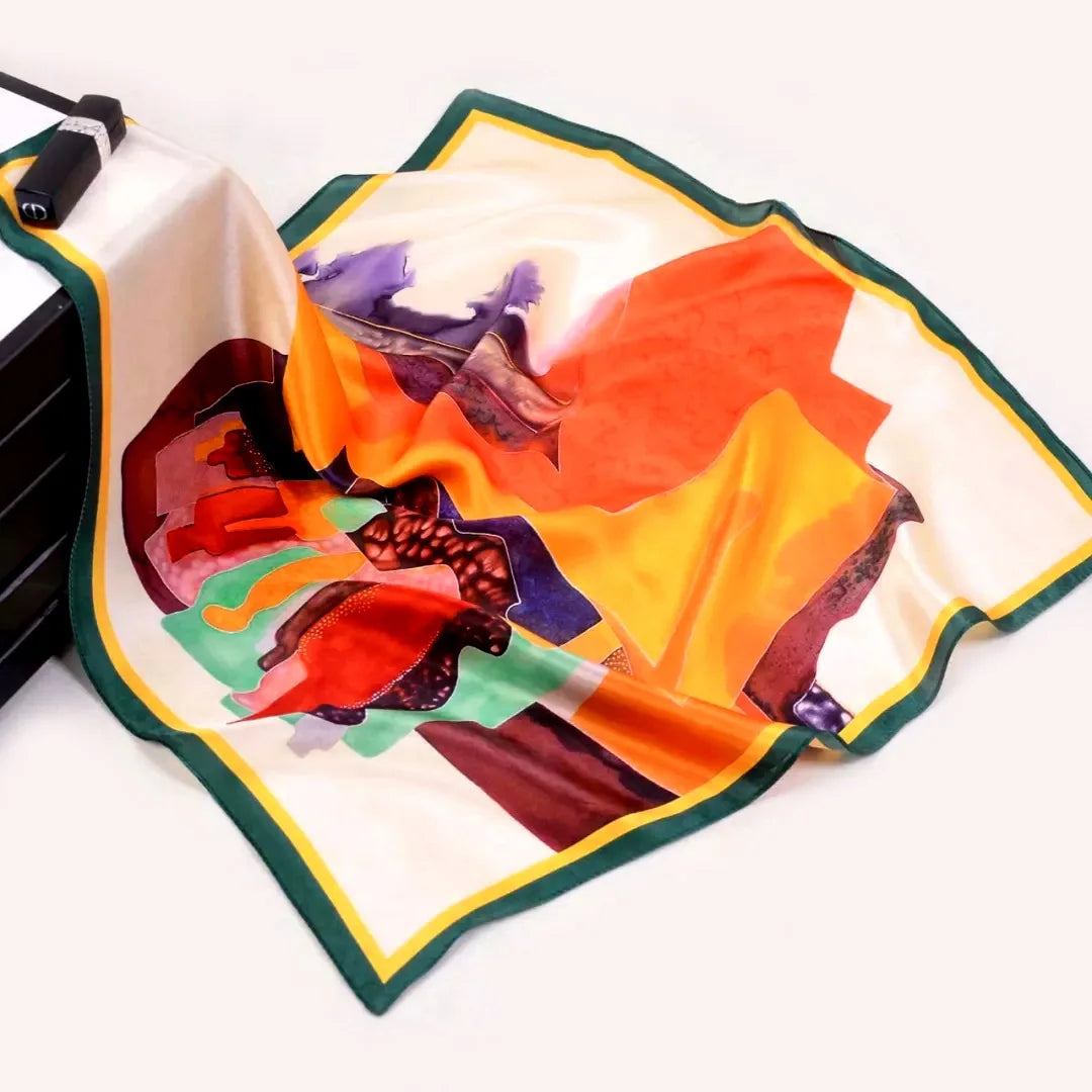 Suya Dream 100% REAL SILK Woman Silk Scarf 53x53cm Square Printed Scarves