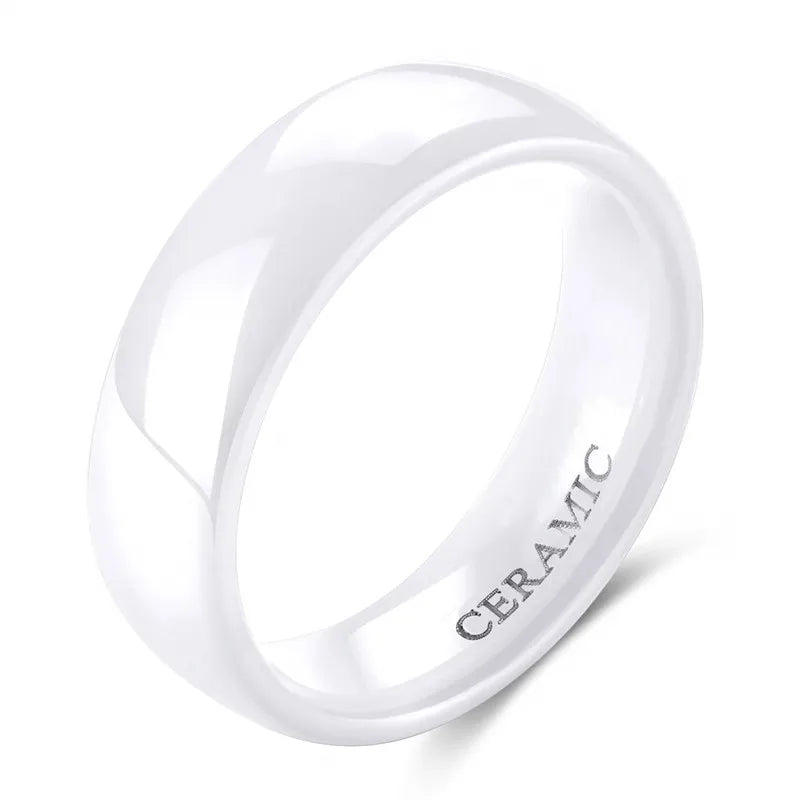 Tigrade 2/4/6mm White Ceramic Ring Black Wedding Engagement Band Men Women Rings Anti-Allergy Minimalist Female Anillos Gentle