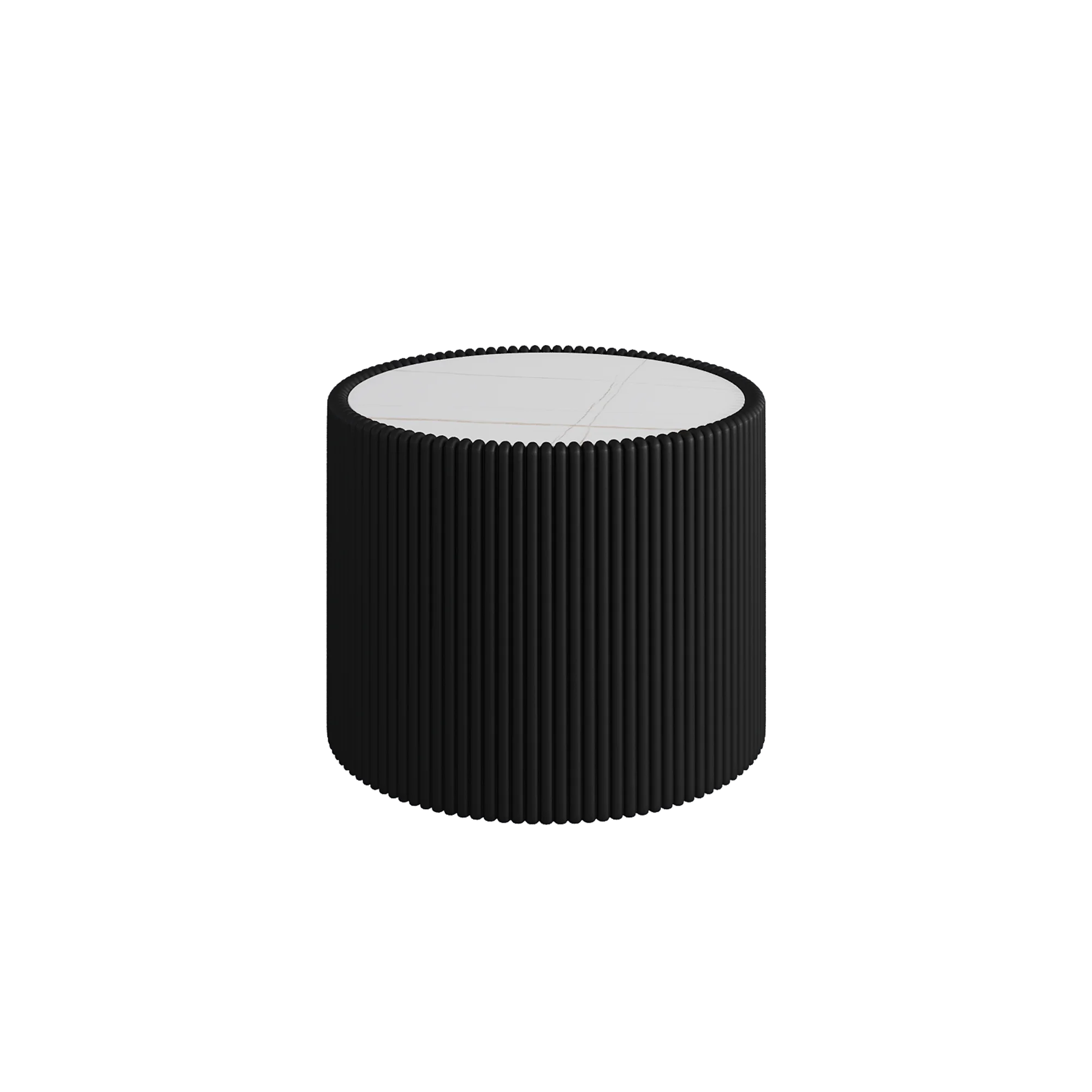 Set of 2 Wooden Coffee Tables Light Marble Top Cylinder Shape Leather Sofa Table Tea Table Easy to Clean Living Room Furniture