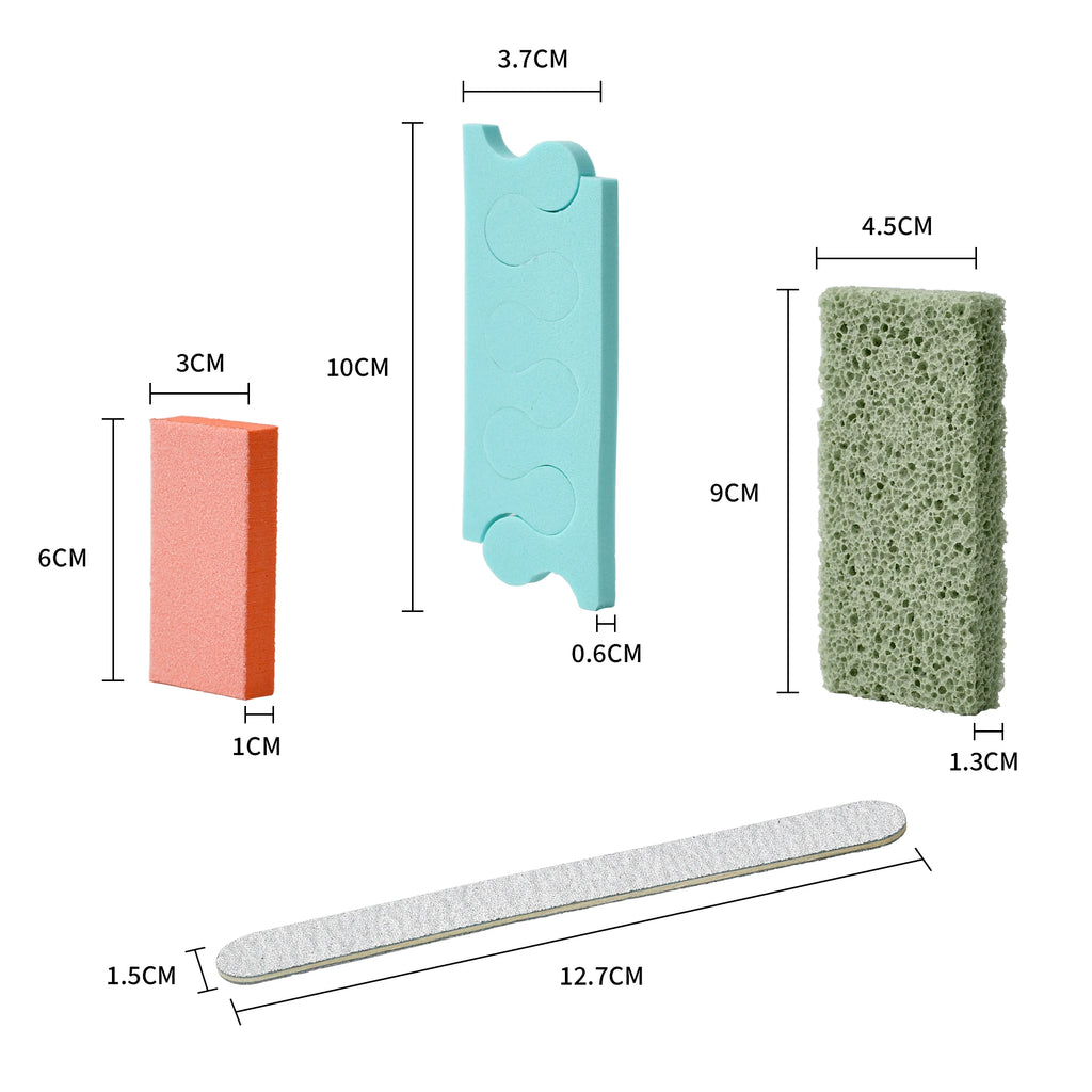 USA Free Shipping 400 Sets/Case New Sharper Pumice Toe Separator Nail Buffer File 4 in 1 Disposable Pedicure Kit Manicure Set