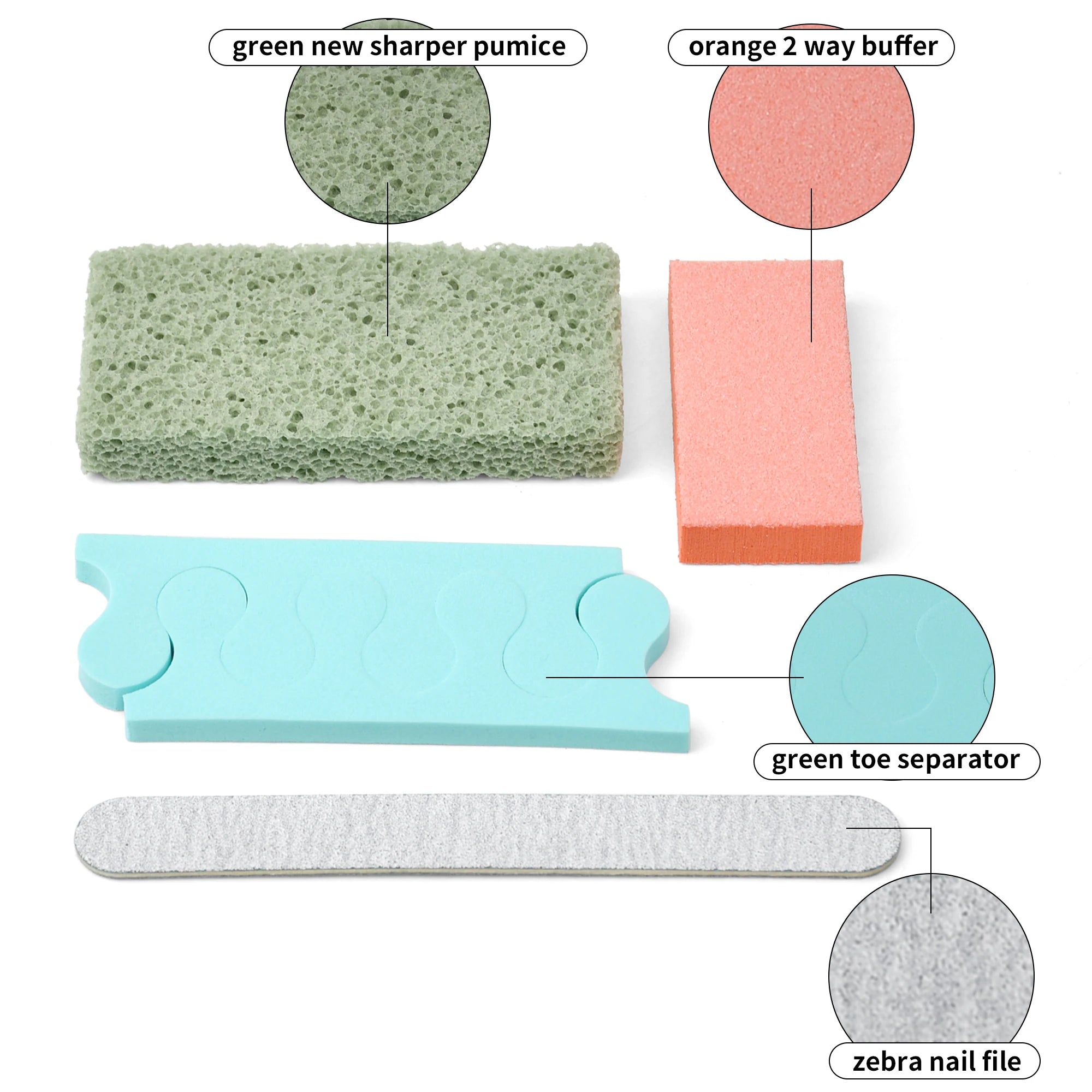 USA Free Shipping 400 Sets/Case New Sharper Pumice Toe Separator Nail Buffer File 4 in 1 Disposable Pedicure Kit Manicure Set