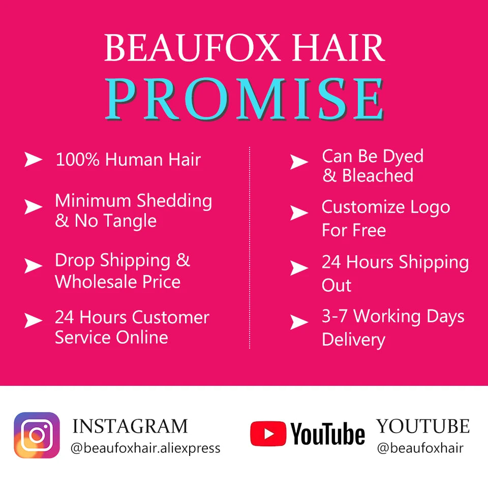Beaufox Brazilian Hair Weave Bundles Straight Human Hair Bundles Extension Natural/Jet Black Remy 1/3/4 Pc Hair Bundles 8-30 In