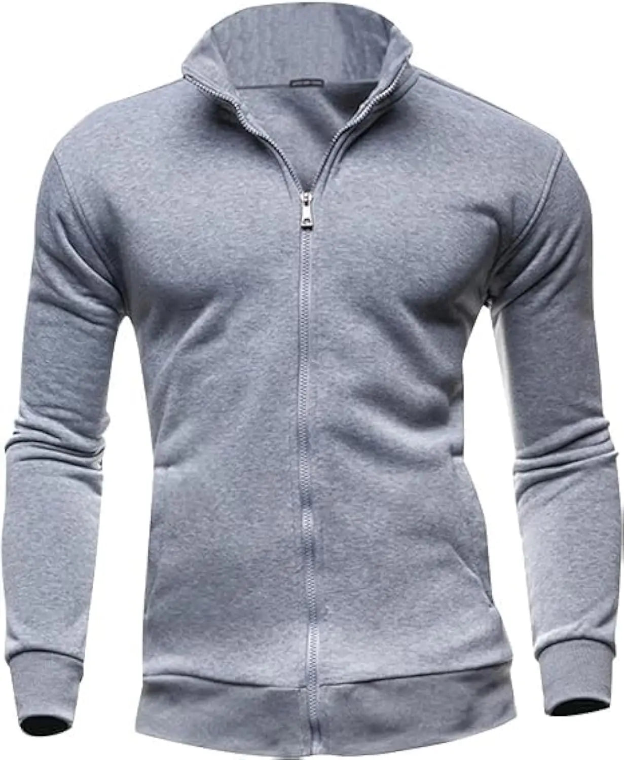 Free Shipping to the USA High-Quality Wholesale Fashion Men's Solid Jacket Coat Zipper-Up Stand Collar Sweatshirt Jacket Coat
