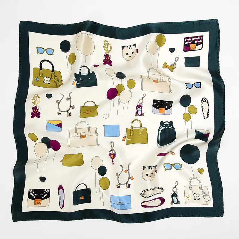 Suya Dream 100% REAL SILK Woman Silk Scarf 53x53cm Square Printed Scarves