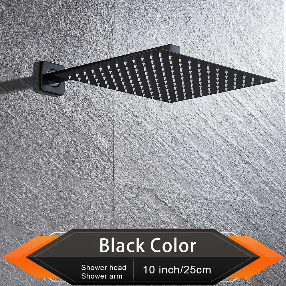 Rozin Brushed Golden Rainfall Shower Head Bathroom 8/10/12" Ultrathin Style Top Shower Head with Wall Mounted Shower Arm