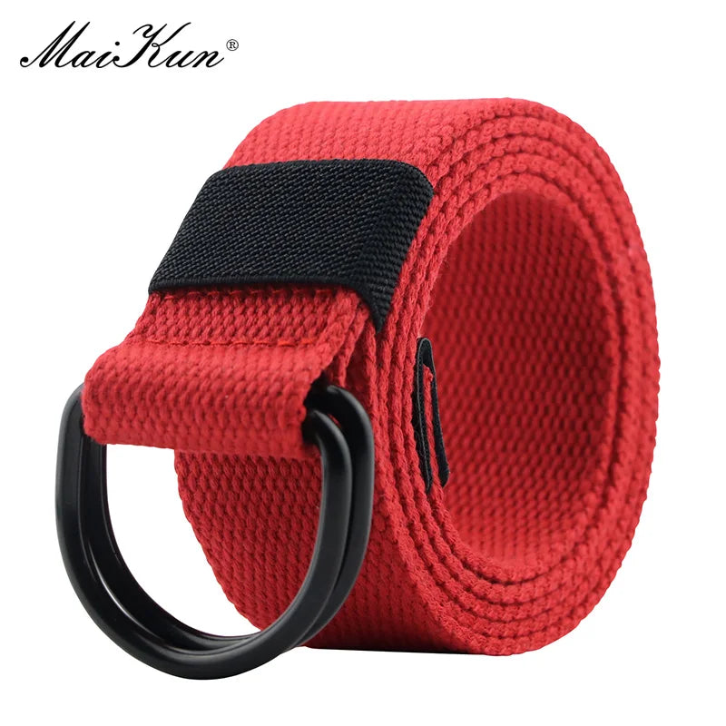 Maikun Tactical Canvas Men Belt High Quality Unisex Double D-Ring Buckle Waistband Casual Canvas Female Belt Fabric For Jeans