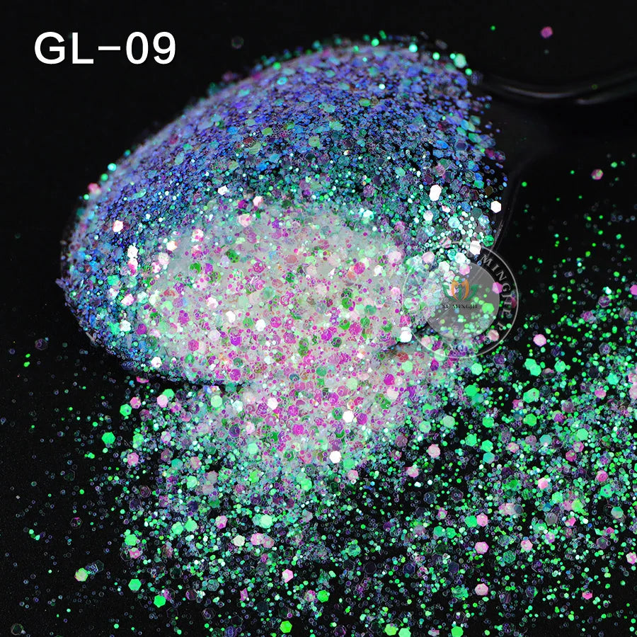 Bulk Iridescent White Pink Chunky White Opal Glitter Hexagon Shape 1kg Minimum Order for Tumbler Making Nails Resin Crafts