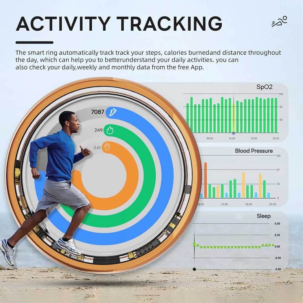 US Local stock Free shipping R08 smart ring BT Music Control Silver Tasbih Video Scrolling Turn Body Temperature Health Monitor