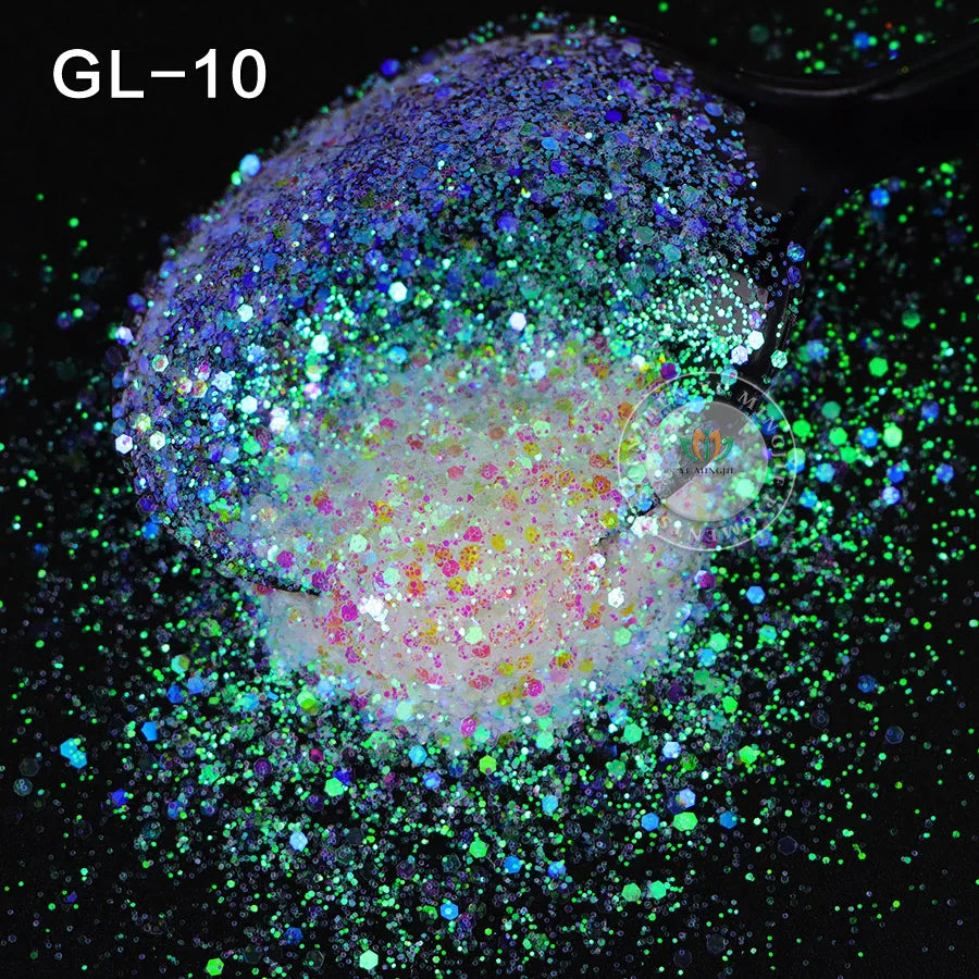 Bulk Iridescent White Pink Chunky White Opal Glitter Hexagon Shape 1kg Minimum Order for Tumbler Making Nails Resin Crafts