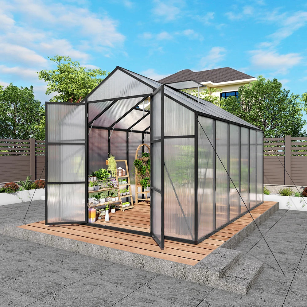 8*12ft Free Shipping in Stock Polycarbonate  with Strong Wind Protection and Roof Ventaffordable Sunroom Installation Texas