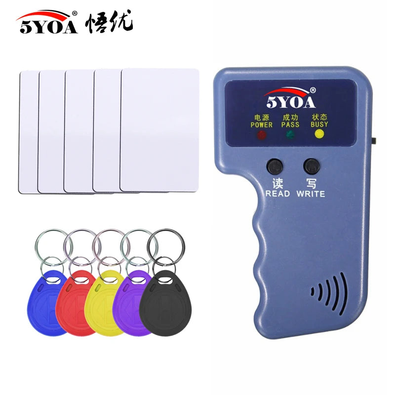 125KHz EM4100 RFID Copier Writer Duplicator Programmer Reader + T5577 EM4305 Rewritable ID Keyfobs Tags Card 5200 Handheld