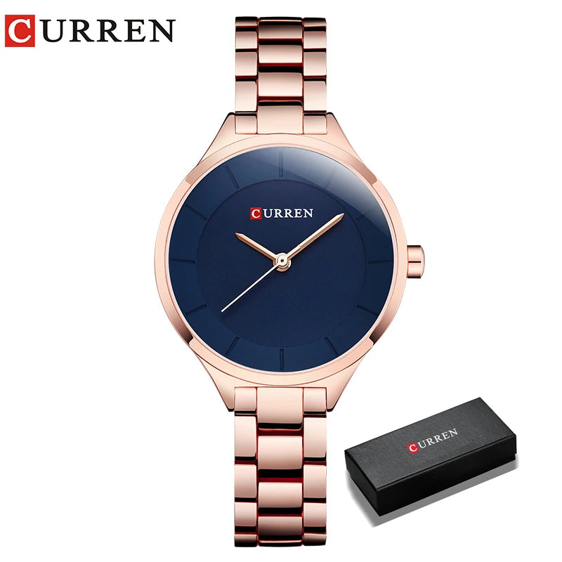 CURREN Top Brand Fashion Ladies Watches Stainless Steel Band Quartz Female Wrist Watch Ladies Gifts Clock Relogio Feminino