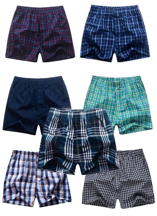 Mens Underwear Boxers Shorts Casual Cotton Sleep Underpants Packag High Quality Plaid Loose Comfortable Homewear Striped Panties