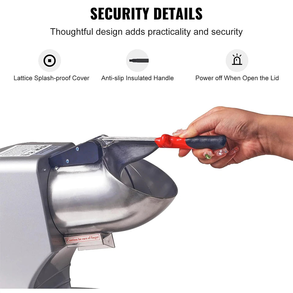 HK300F Electric Snow Cone Shaved Ice Crusher Maker Durable with Safety Cover