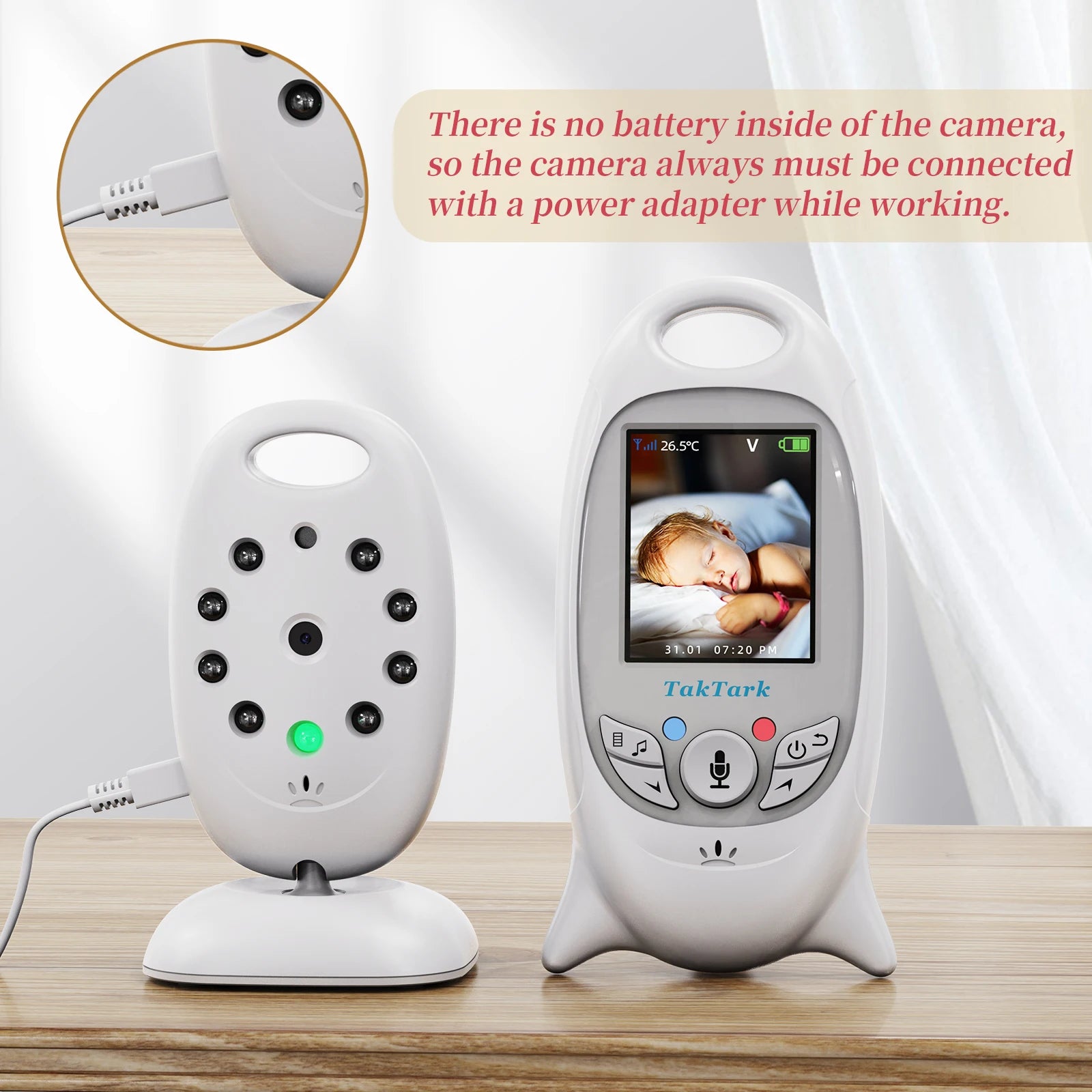 Wireless Video Baby Monitor 2.0 2.8 inch Color  Security Camera 2 Way Talk Night Vision IR LED Temperature Monitoring 8 Lullaby