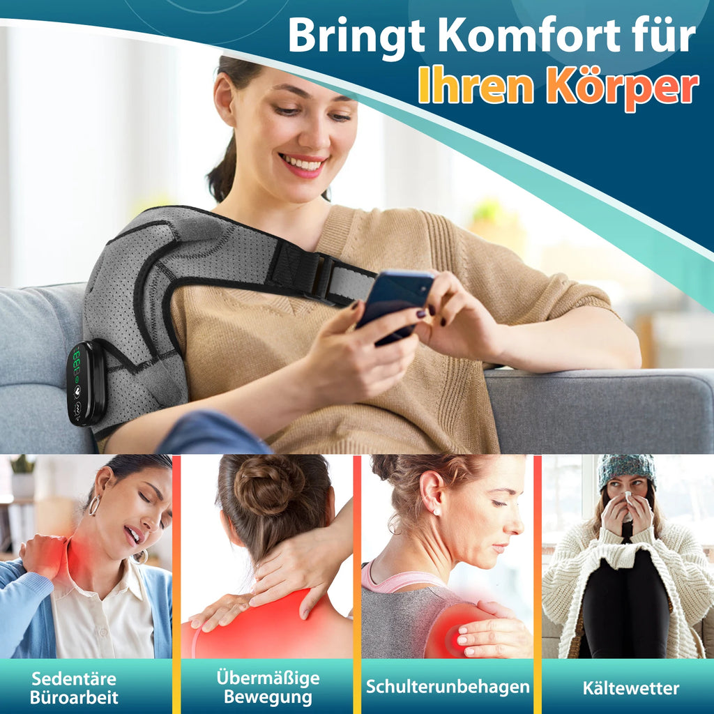 USA Free Shipping Cordless Electric Vibration Shoulder Massager with Heat Shoulder Brace Massage Belt Pain Relief