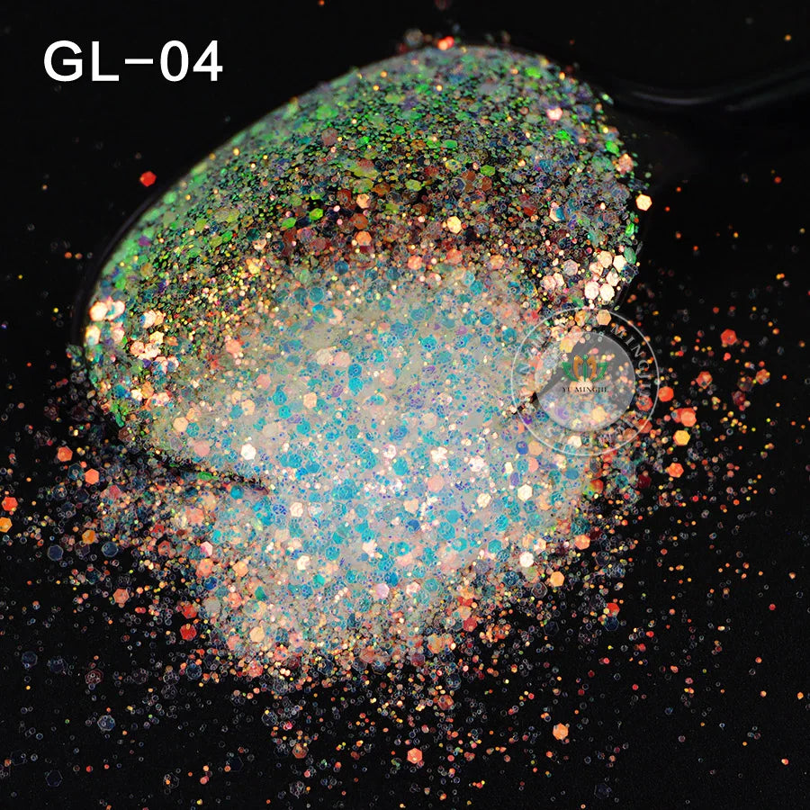 Bulk Iridescent White Pink Chunky White Opal Glitter Hexagon Shape 1kg Minimum Order for Tumbler Making Nails Resin Crafts