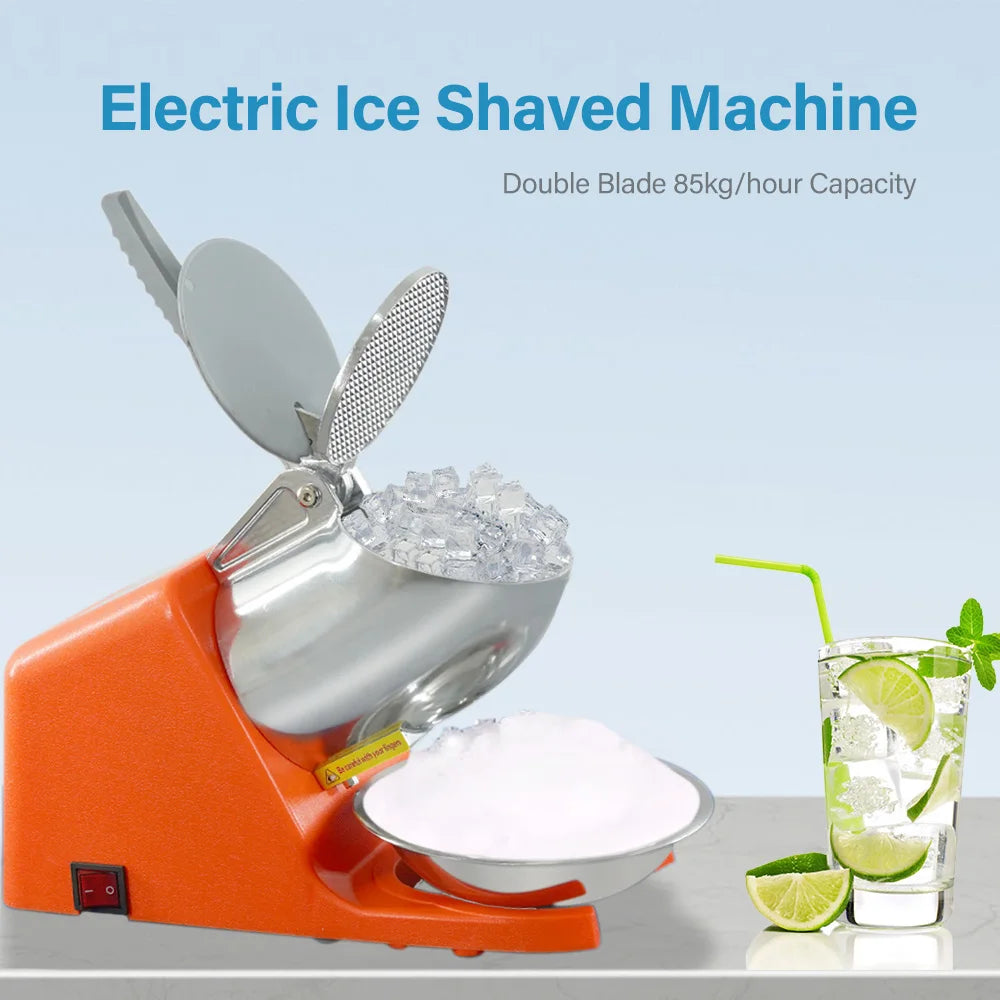 HD108 Shaved Ice Machine Snow Cone Machine Ice Crusher with Stainless Steel Blade Kitchen Electric for Shaved Ice and Snow Cone