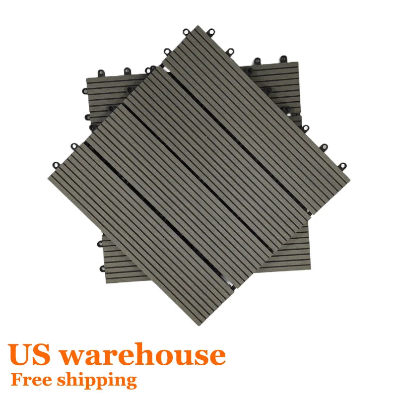 Free Shipping US Warehouse 22mm Thick Grey Interlocking Waterproof WPC Decking Tiles Square Wood Plastic Outdoor Flooring