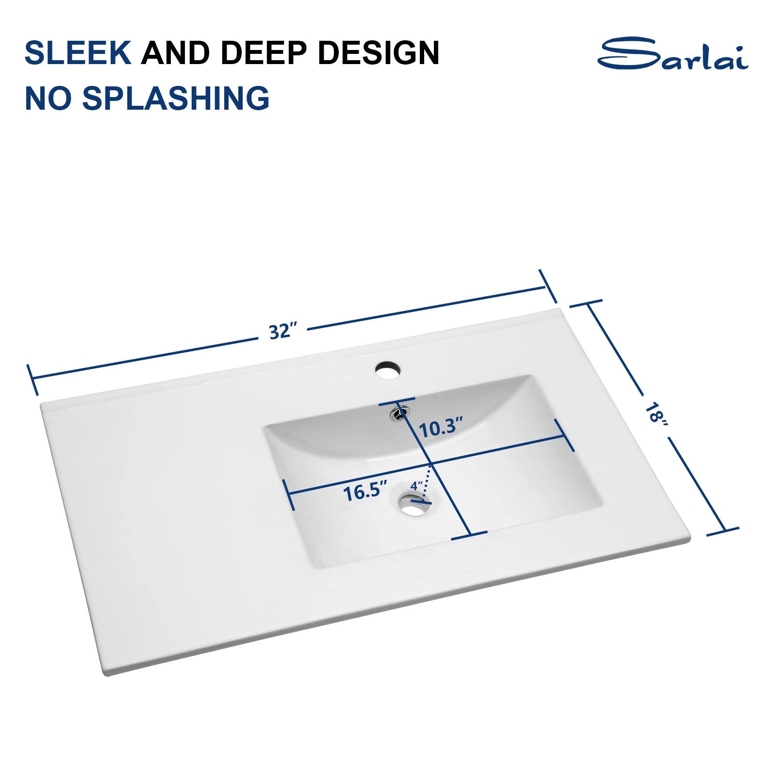 US Free Shipping  Bathroom Vanity Sink Top Ceramic Vanity Sink Top with Overflow, Drop in Bathroom Vessel Sink