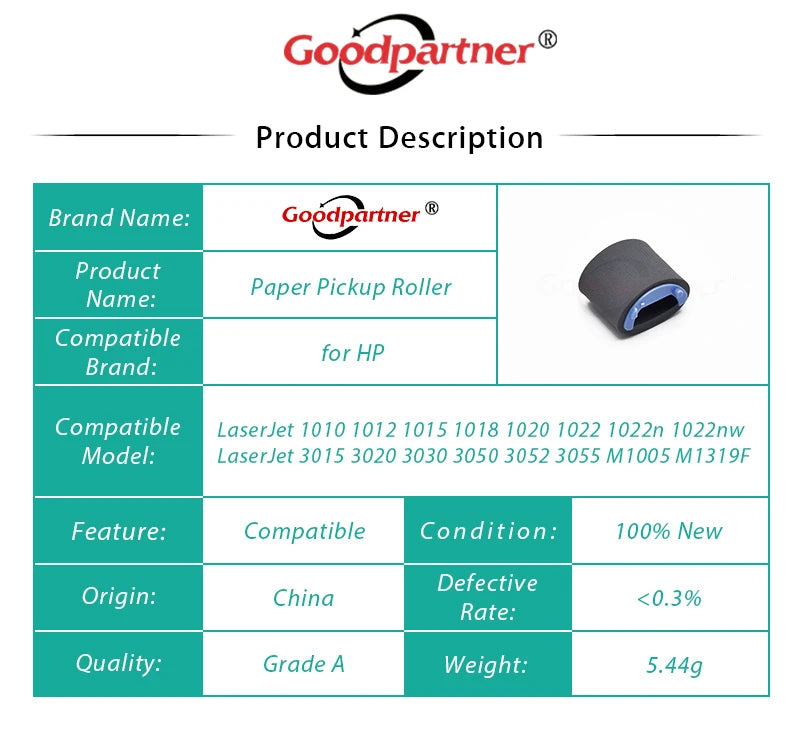 10X RC1-2050-000 RL1-0266-000 Paper Pickup Roller for HP 1010 1012 1015 1018 1020 1022 3015 3020 3030 3050 3052 3055 M1005 M1319