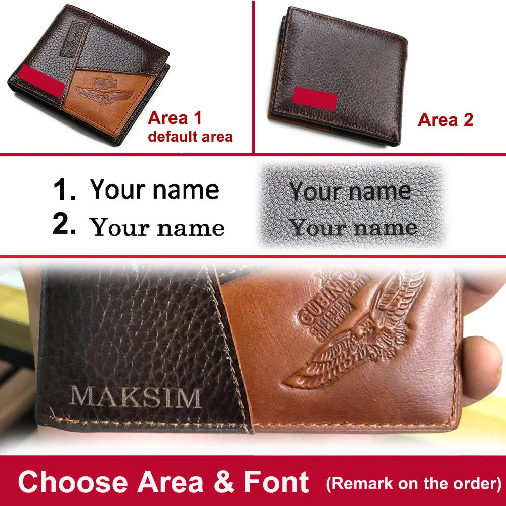 GUBINTU Men Wallets Genuine Cow Leather Short Design Card Holder Passcard Pocket Men Purse High Quality Brand Male wallet